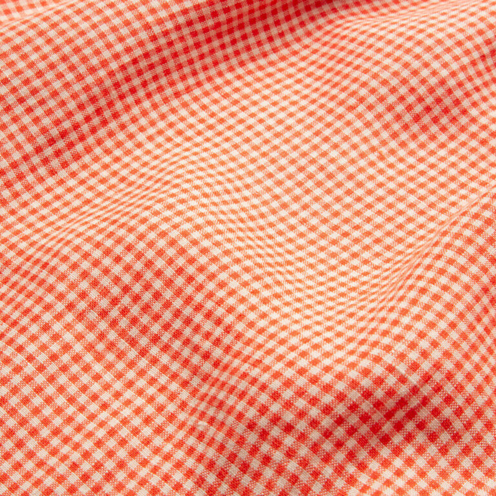 ss24 Marco Polo Dress - Strawberry & Oat Mini Check Linen
