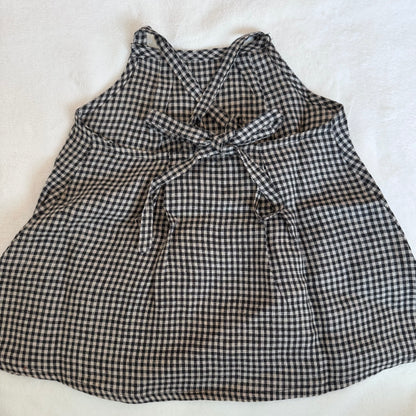 Marbles Pinafore - Black & White Mini Check Linen