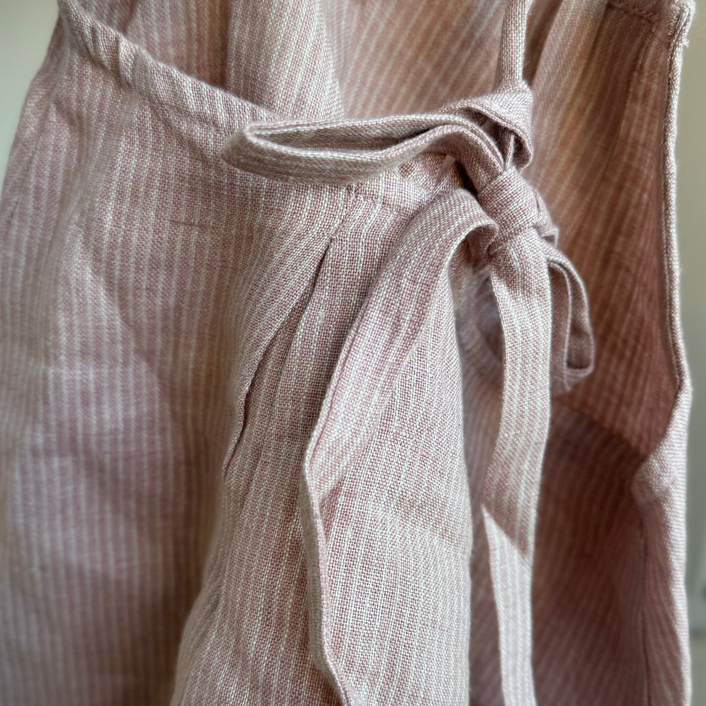 Marbles Pinafore - Dusty Rose Stripe Linen