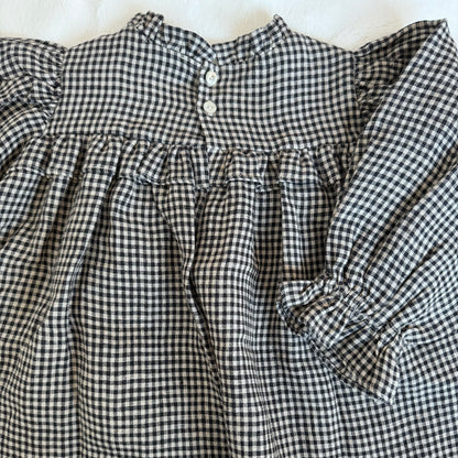 Double Dutch Dress - Black & White Mini Check Linen