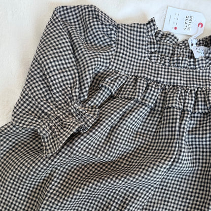 Double Dutch Dress - Black & White Mini Check Linen