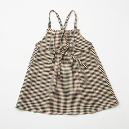 Marbles Pinafore - Black & White Mini Check Linen