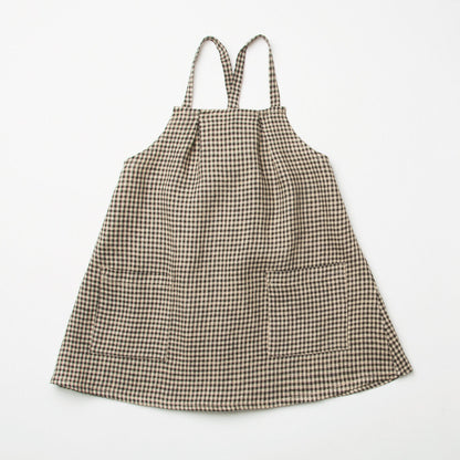 Marbles Pinafore - Black & White Mini Check Linen