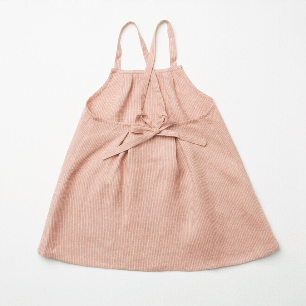 Marbles Pinafore - Dusty Rose Stripe Linen