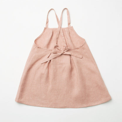 Marbles Pinafore - Dusty Rose Stripe Linen