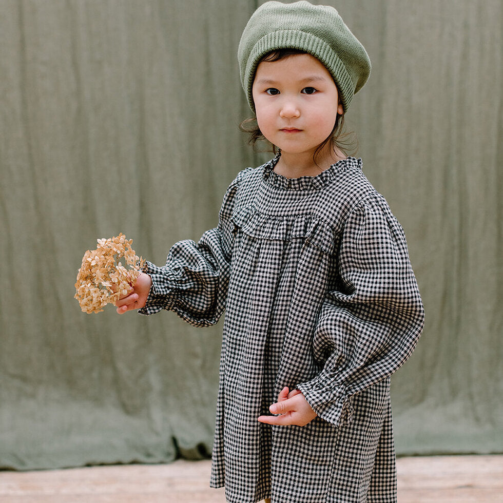 Double Dutch Dress - Black & White Mini Check Linen